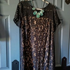 Evening/Party Black Sequin Knee Length Dress And Jewelry